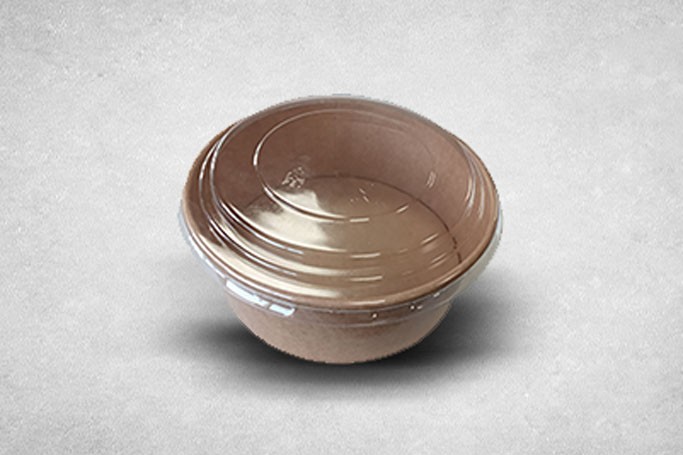 46oz Brown/Kraft Recyclable Round Soup Bowls with Lids