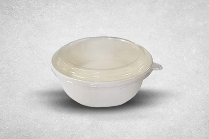 26oz White Paper Recyclable Wide Round Soup Bowls with Plastic Lids