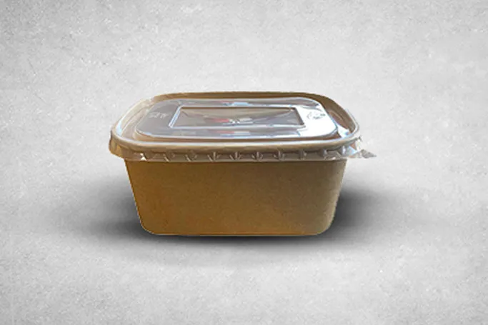 1000ml Brown/Kraft Recyclable Takeaway Container with Plastic Lids