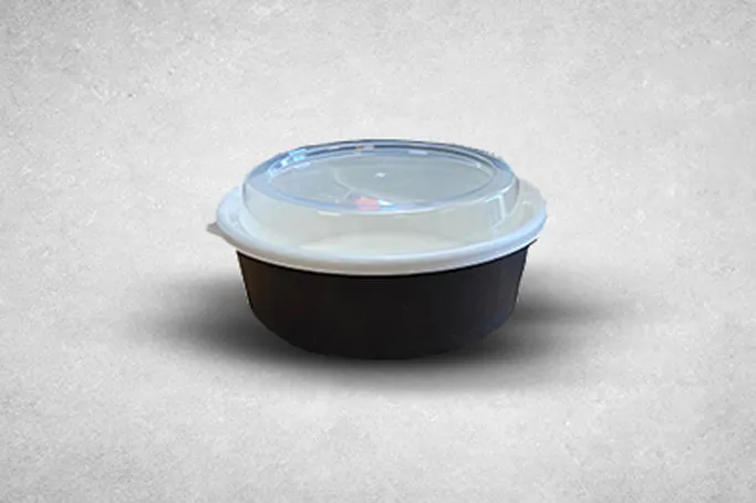 16oz Black Cardboard Microwaveable Bowls with Lids