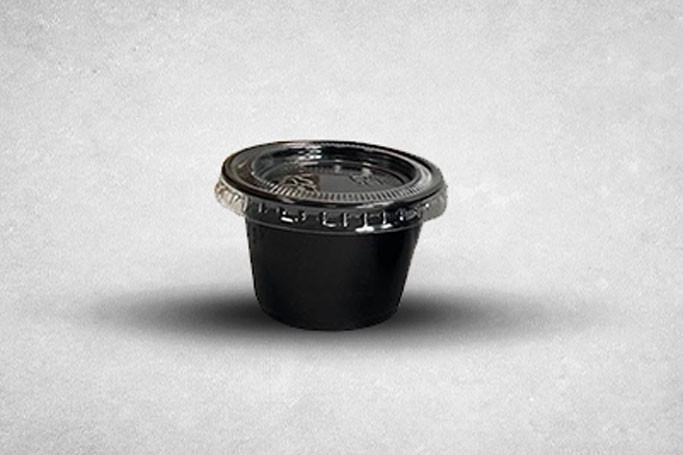 1oz Black Plastic Recyclable Portion Pots with Lids