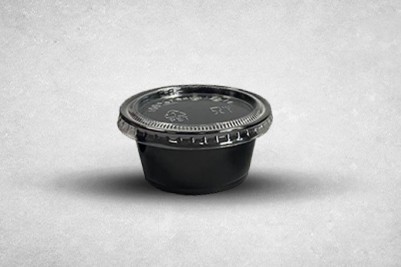 2oz Black Plastic Recyclable Portion Pots with Lids