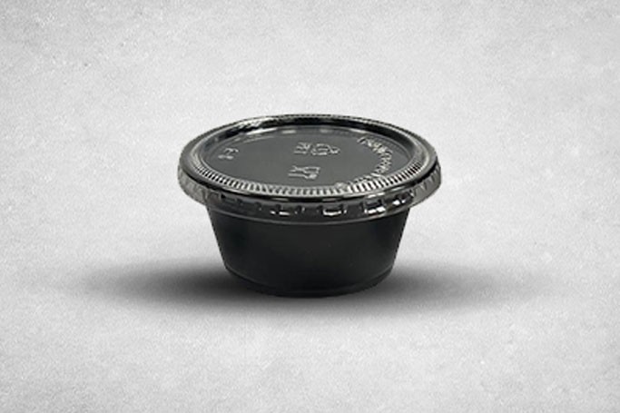 3.25oz Black Plastic Recyclable Portion Pots with Lids