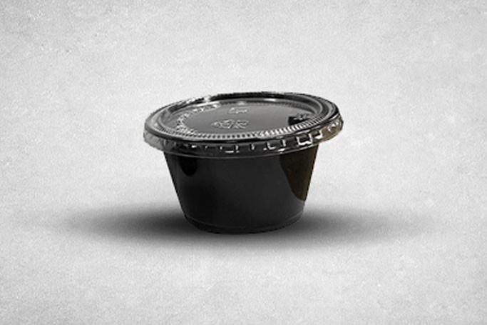 4oz Black Plastic Recyclable Portion Pots with Lids