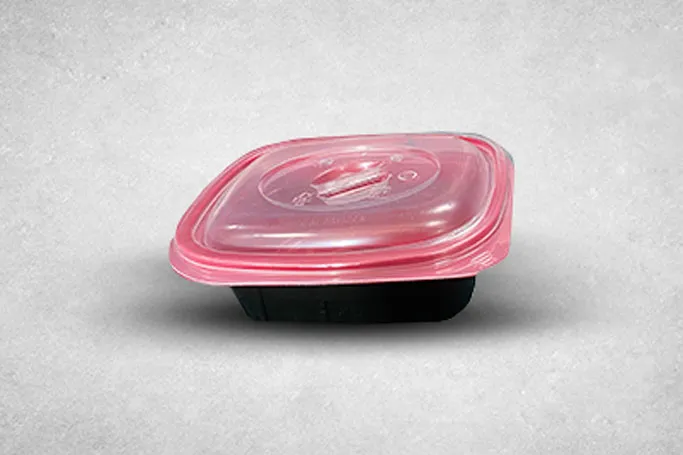 12oz Black & Red Plastic Microwaveable Recyclable Tutipac Container with Lids
