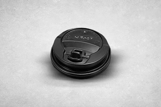 8oz-Fit Black Plastic Recyclable 8W Reclosable Coffee Cup Lids