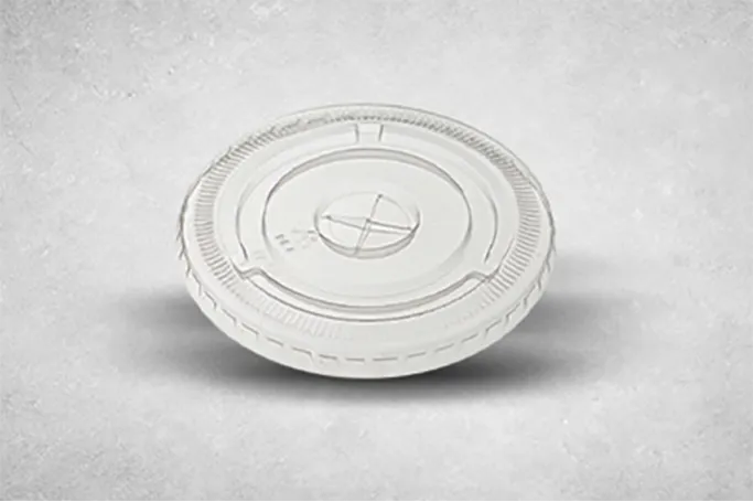 95mm Clear Plastic Recyclable Flat Lid with Straw Cut