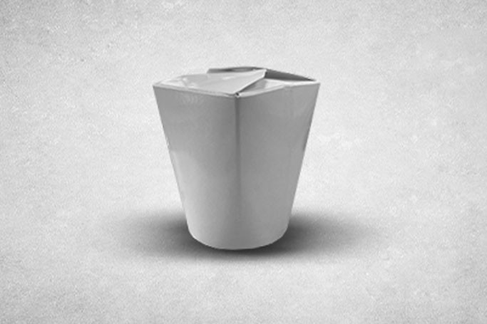 26oz White Cardboard Recyclable Rounded Noodle Boxes