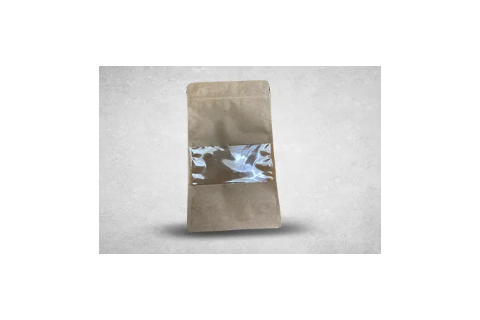 13″X22.5″ Brown Kraft Recyclable Clear Film Window Food Pouches