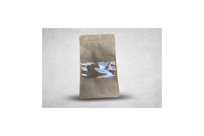 13X22.5cm Brown Kraft Recyclable Clear Film Window Food Pouches