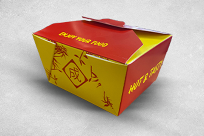 26oz Yellow/Red Cardboard Recyclable Rectangle Sing 2 Noodle Boxes