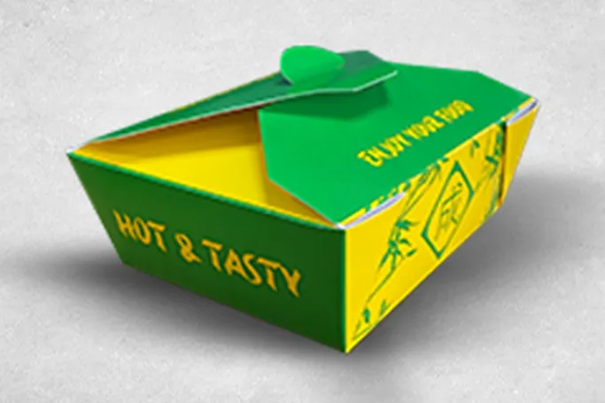 16oz Green/Yellow Cardboard Recyclable Sing 1 Noodle Boxes