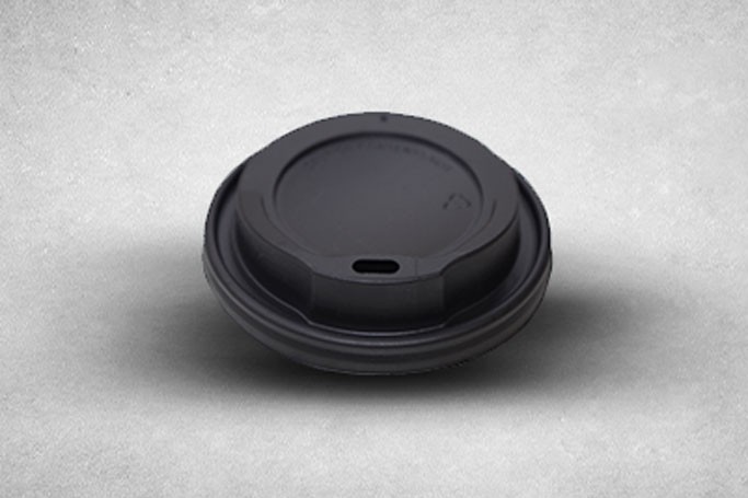 8oz-Fit Black Plastic Recyclable Coffee Cup Lids