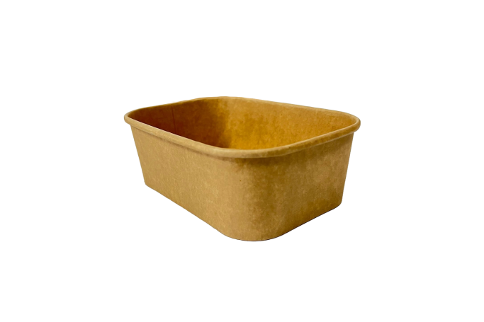 750ml Rectangular Brown/Kraft Rectangular Recyclable Takeaway Container with Plastic Lid