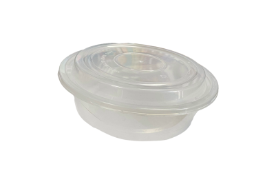 Regular Clear Plastic Microwaveable SATCO S1100 Round Food Containers with Lids
