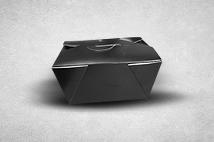 45oz Black Cardboard Recyclable No.8 Food Box - NO Vent Holes
