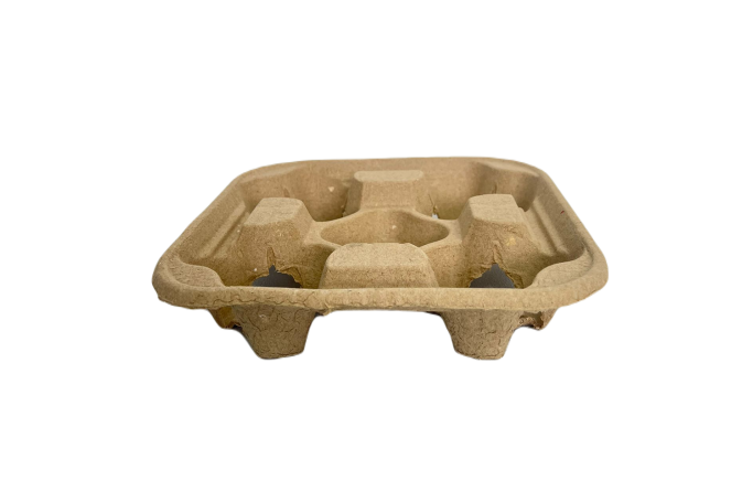 4-Cup Brown Paper Biodegradable Cup Carrier Tray Holders