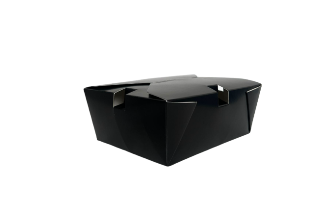 45oz Black Cardboard Recyclable No.8 Food Box WITH Vent Holes