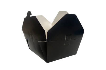 45oz Black Cardboard Recyclable No8 Food Boxes with Vent Holes