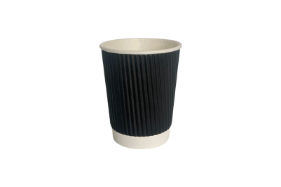 12oz Black Paper Recyclable Ripple Coffee Cups