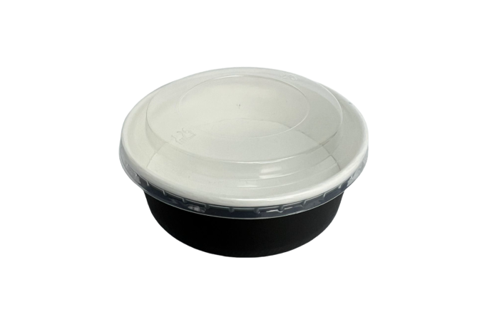 500ml/16oz Black Cardboard Microwaveable Bowls with Lids