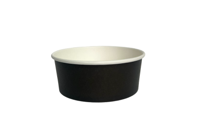 1300ml (46oz) Black Cardboard Microwaveable Wide Bowls with Lids