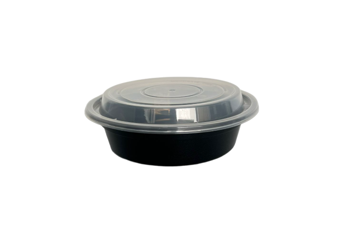 16oz Black Plastic Microwaveable YQ7816 Round Deli Containers with Lids