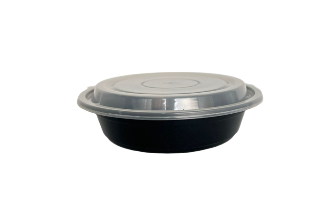 24oz Black Plastic Microwaveable YQ7824 Round Deli Containers with Lids