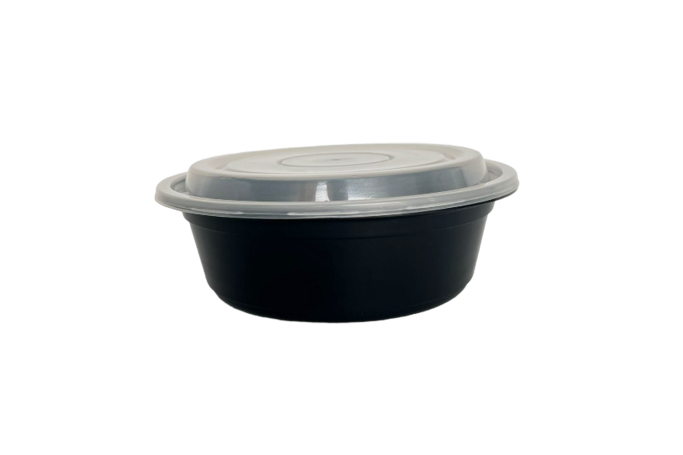 32oz Black Plastic Microwaveable YQ7832 Round Deli Containers with Lids