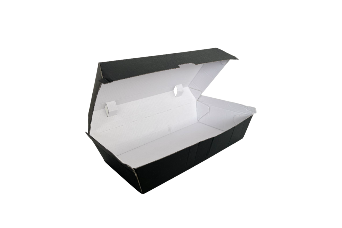 Large Black Cardboard Recyclable Takeaway Meal Boxes