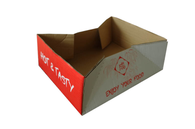 Small Red/White Cardboard Biodegradable Takeaway Trays