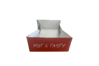 Small Red/White Cardboard Biodegradable Takeaway Trays