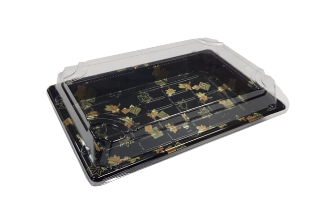 216x136x50mm Black Plastic Recyclable SZ3-07AB Sushi Tray