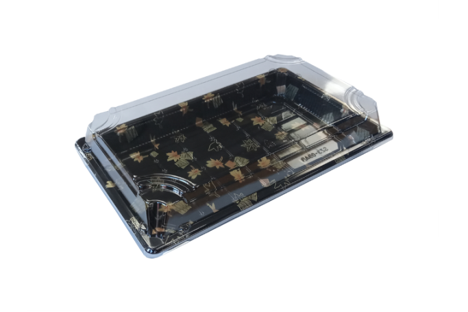 240x153x32mm Black Plastic Recyclable SZ3-09AB Sushi Trays