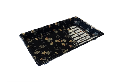 240x153x32mm Black Plastic Recyclable SZ3-09AB Sushi Trays