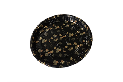 283x283x40mm Black Plastic Recyclable Round Sushi Trays with Lids