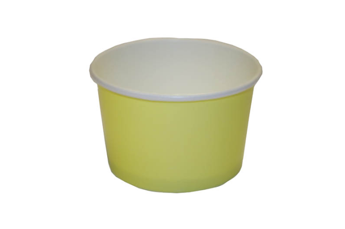 NEW 8oz Yellow Laminated Paper Recyclable Ice Cream Tub