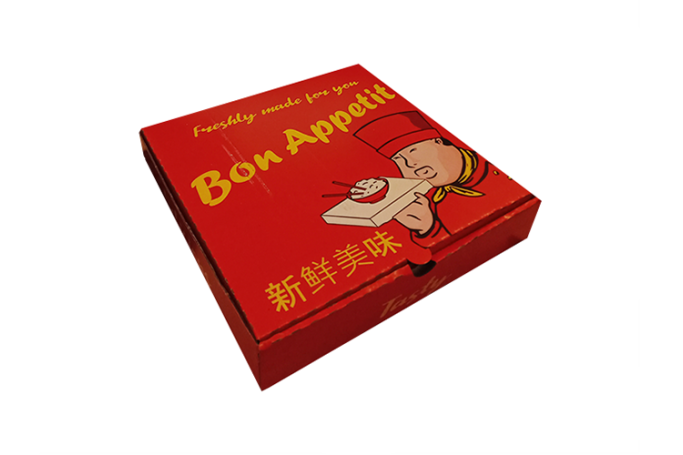 10 inch Red Cardboard Biodegradable Corrugated Bon Appetit Pizza Boxes