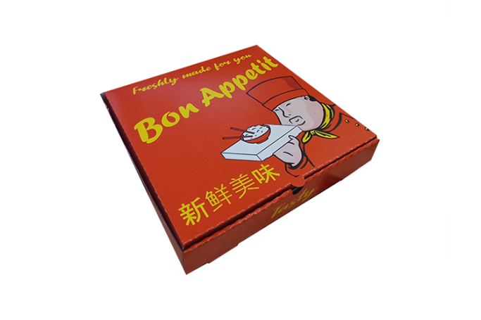 12 inch Red Cardboard Biodegradable Corrugated Bon Appetit Pizza Boxes