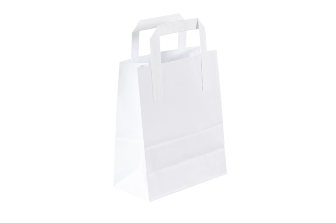 Medium White Paper Biodegradable Flat Handle Bags