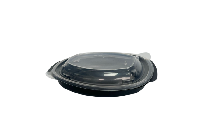 600ml Black Plastic Microwaveable Luxury Meal Containers with Lids