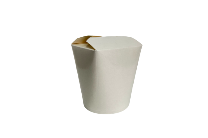 32oz White Cardboard Recyclable Rounded Noodle Boxes