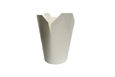 32oz White Cardboard Recyclable Rounded Noodle Boxes