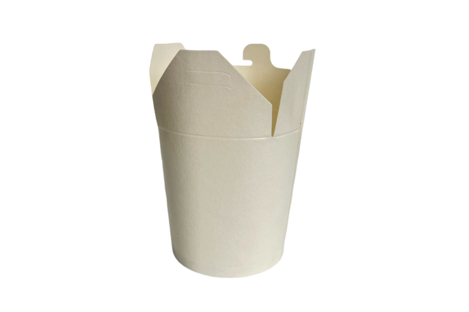 16oz White Cardboard Recyclable Rounded Noodle Boxes