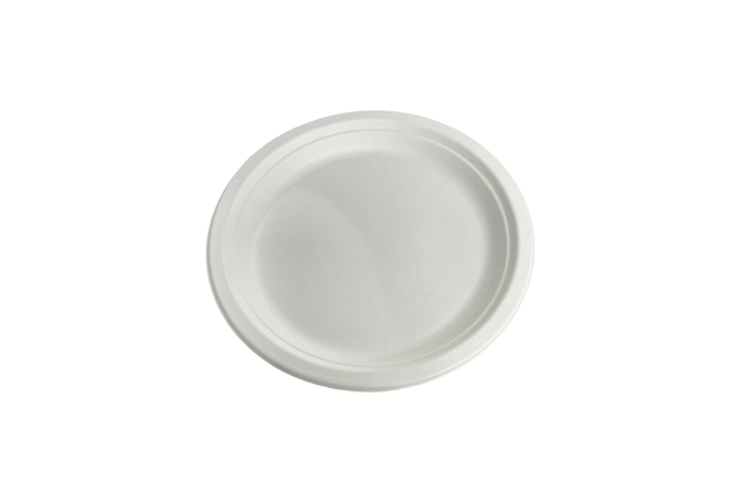 9″ White Bagasse Biodegradable Round Plates