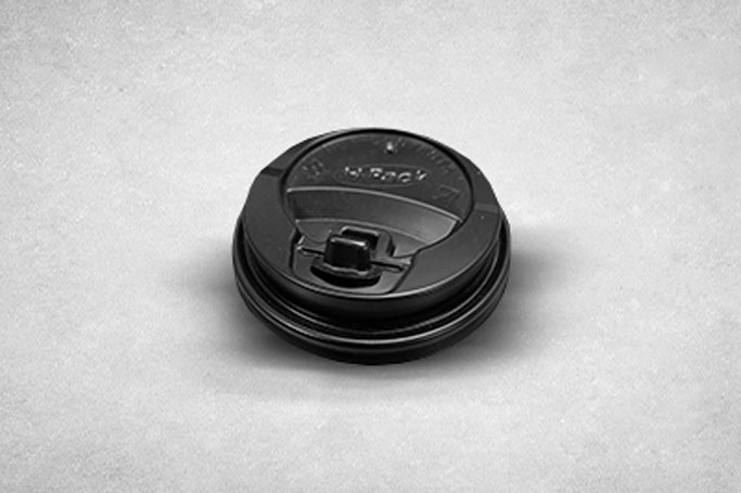 12oz-Fit Black Plastic Recyclable 12W Reclosable Coffee Cup Lids
