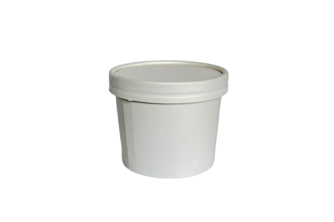 8oz White Paper Recyclable Well Made Soup Cups with Lids