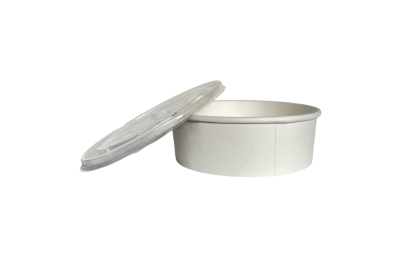 1100ml/38oz White Paper Recyclable Wide Round Soup Bowls with Plastic Lids