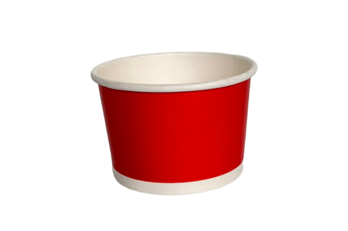 4oz Red Laminated Paper Recyclable Ice Cream Tub