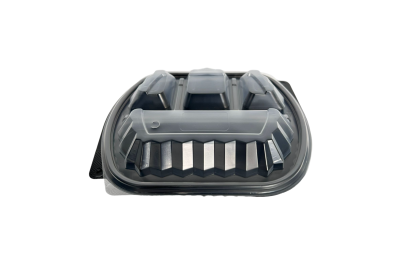 1000ml Black Plastic Microwaveable 4-Compartment 313 PP Containers with Lids